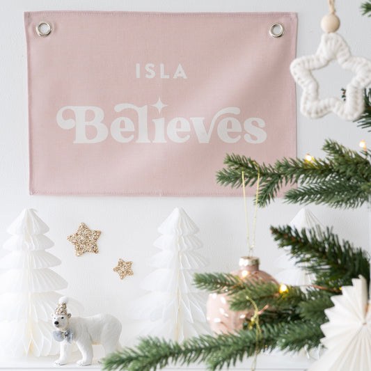 Believe Pink Personalised Banner