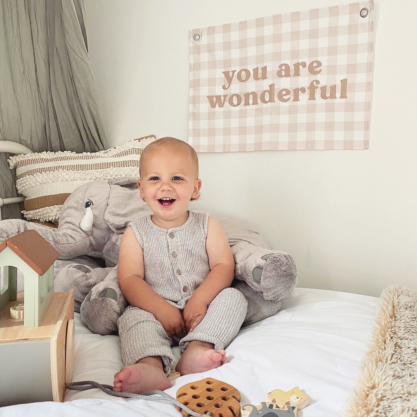 You Are Wonderful Gingham Banner