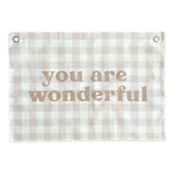 You Are Wonderful Gingham Banner